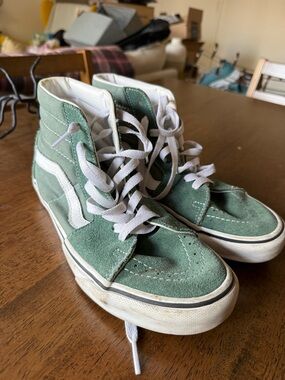 Vans High-Top Suede Sneakers in Sage Green & White